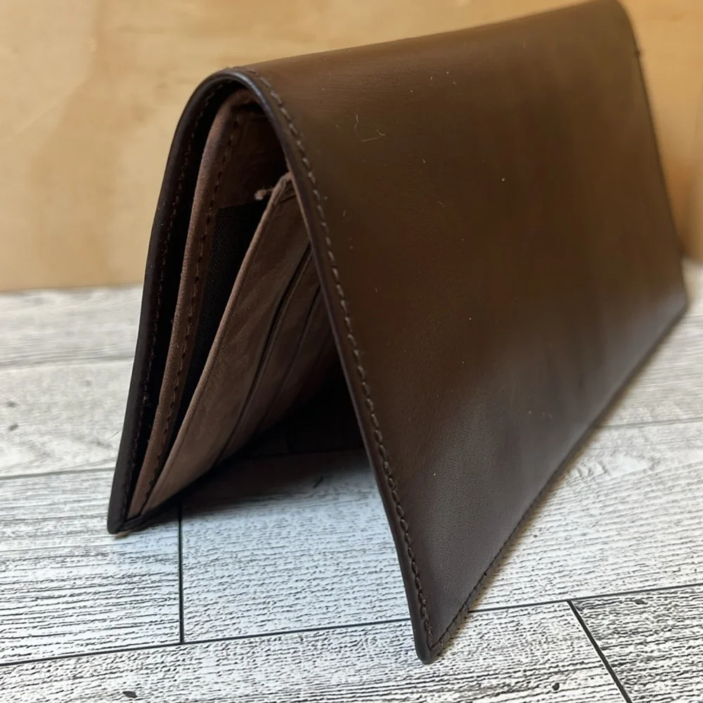 EUC Brown Calf Leather Unisex Bifold Wallet